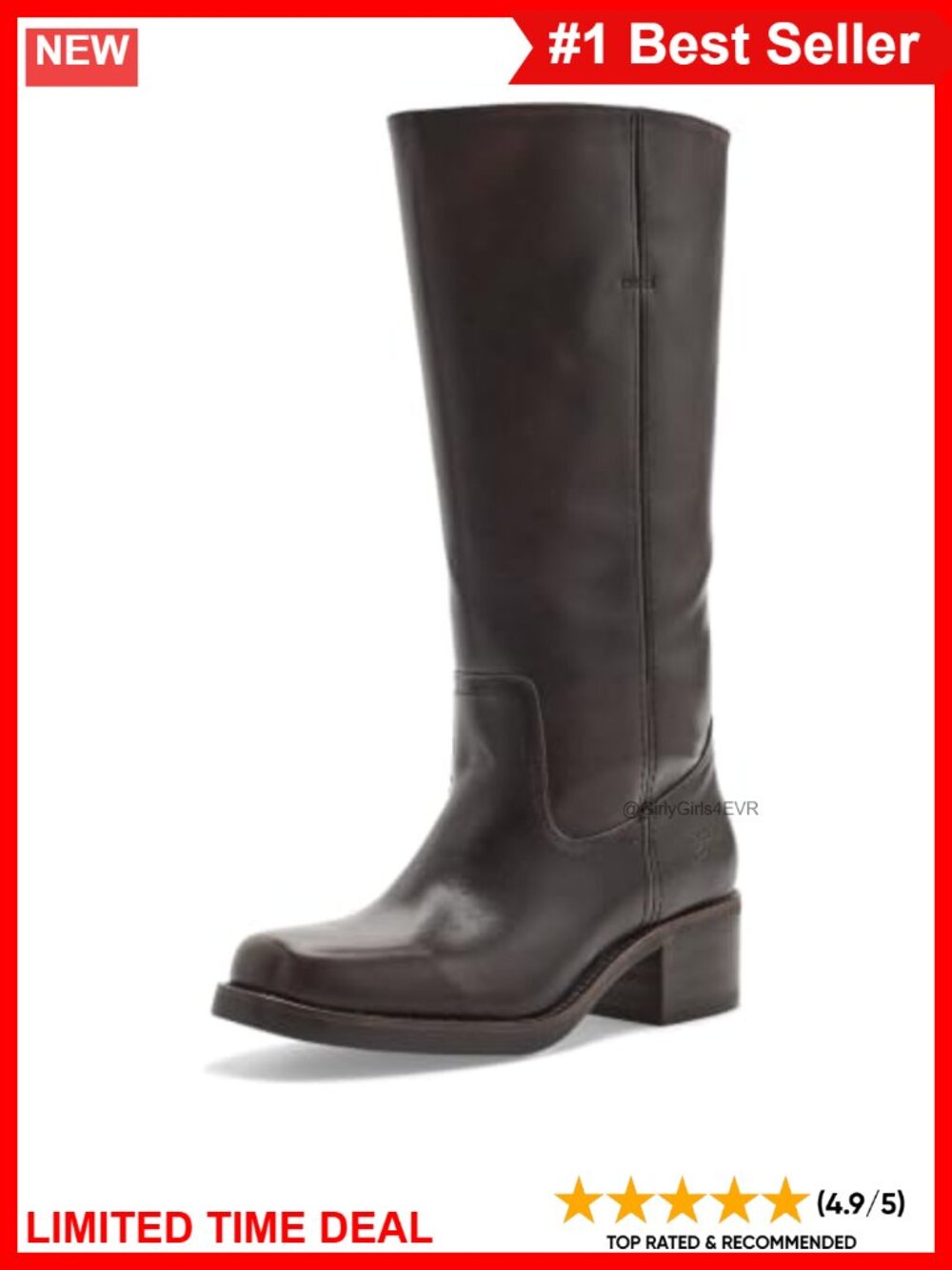 Vegan Leather Mid-Calf Boots Block Heel Square Toe Calf High